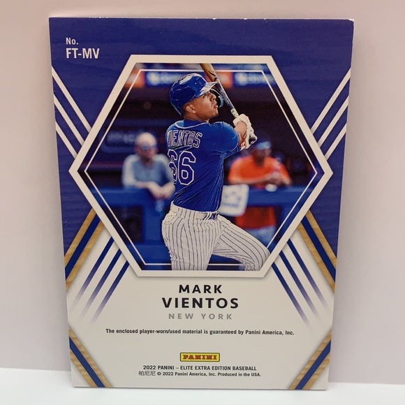 2022 Elite Extra Edition Mark Vientos Mets Jersey #FT-MV (MISC9) - Picture 2 of 2